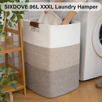 Laundry Hamper 96L Extra Large Laundry Basket, Woven Blanket Basket, Cotton - Image 2