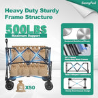 SUNNYFEEL Double Decker Wagon, Collapsible Outdoor Utility Wagon Cart 500LB - Image 4