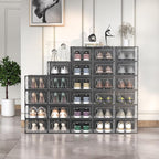 12 Pack Large Modular Clear Plastic Stackable Shoe Storage Organizer - Image 2