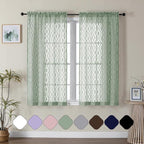 Aiyufeng Sheer Green Curtains 54 Inch Length 2 Panels, Soft Lightweight Clip by Aiyufeng