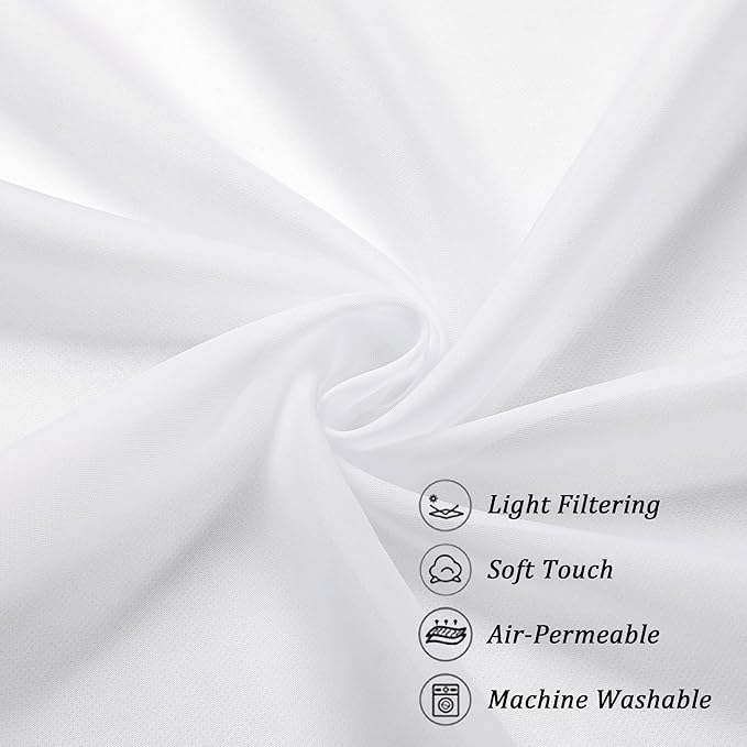 Chyhomenyc White Sheer Curtains 84 Inches Long 2 Panels Set - Image 8