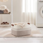45L Small Laundry Basket with Leather Handles - Image 3
