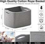 Small Storage Baskets for Shelves Organizing, Woven Cotton Rope Baskets for - Image 3