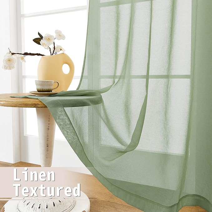 Tollpiz Sheer Door Curtain Closet Linen Textured Curtains Sheer Doorway Light - Image 4