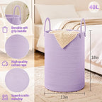 Laundry Basket, Woven Cotton Rope Laundry Hamper, 40L - Image 6