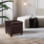 Adeco Bonded Leather Square Tufted Footstool - Image 8