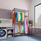 IZEUK 2 Combination Heavy Duty Garment Rack Wire Clothes Rack - Image 8