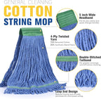 Matthew Cleaning Commercial Mop Head Replacement, 5 Inch Wide Headband - Image 3