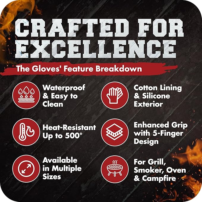 KITCHEN PERFECTION S Silicone Smoker Oven Gloves -Extreme Heat Resistant BBQ - Image 6