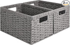StorageWorks Round Paper Rope Storage Baskets, Rectangular Wicker Baskets by StorageWorks