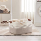 72L Large Laundry Basket with Leather Handles - Image 3