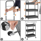 CAXXA 3-Tier Rolling Metal Storage Organizer - Image 3