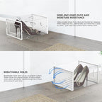 12 Pack Large Modular Clear Plastic Stackable Shoe Storage Organizer - Image 4