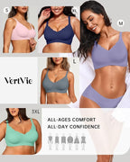 Vertvie Womens Seamless Bras No Underwire Supportive Wireless Push Up Full - Image 6