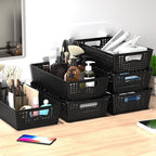Simple Houseware Stackable Plastic Woven Basket Organizer, 6 Pack, 14.5" x 8.5" - Image 5
