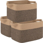 OIAHOMY 3 Pack Storage Basket for Organizing, Woven Basket Basket by MasterofSpaceOptimization