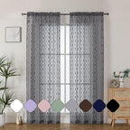 Aiyufeng Charcoal Grey Sheer Curtains 84 Inches Long 2 Panels, Solid Airy Light - Image 2