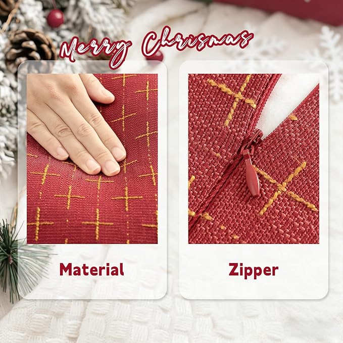 ZWJD Christmas Pillow Covers 24x24 Set of 2 Soft Polyester Textured Red Pillows - Image 4