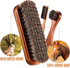 4 Pcs Horsehair Shine Shoes Brush Kit Polish Dauber Applicators Cleaning - Image 2