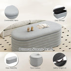 Storage Ottoman Bench, Upholstered Fabric Storages Benches End of Bed Stool - Image 5