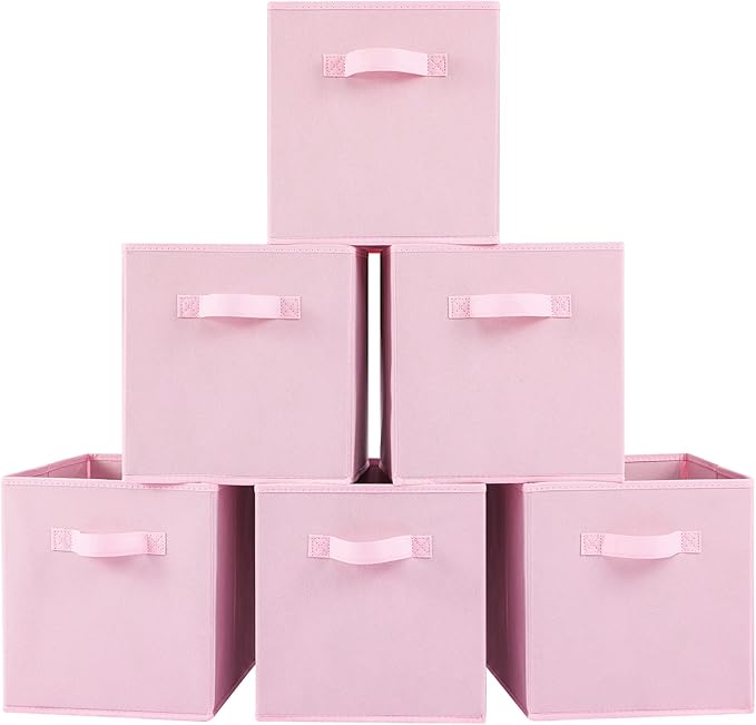 Stero 13x13x13 Inch Fabric Storage Bins 6 Pack Fun Colored Durable Storage Cubes by Stero