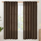 YoungsTex Brown Linen Curtains for Living Room 72 Inches Long, Semi Sheer by YoungsTex