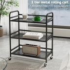 HDANI 3 Tier Metal Rolling Heavy Cart Supports 40 Lbs Per Tier, Rolling Cart - Image 4