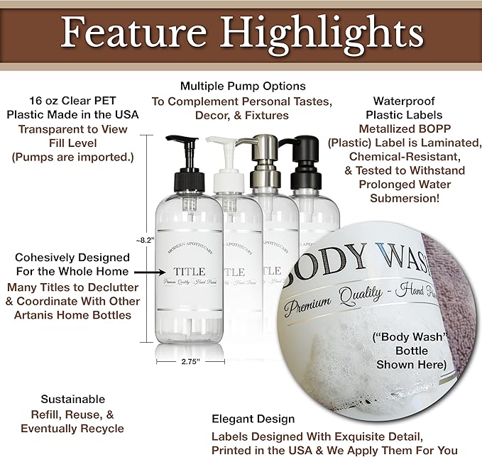 Clear Refillable Shampoo and Conditioner Bottles - Image 4