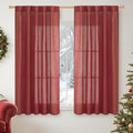 YoungsTex Red Linen Curtains 48 Inch Length by YoungsTex