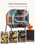 THEGROW'ING Updated 43 Gallon Compost Bin Outdoor, Fast Assemble Tumbling - Image 7