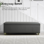 51" Faux Leather Storage Ottoman, Stitch Tufted Rectangle Upholstered End of - Image 6