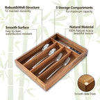 Silverware Organizer, 10 Inch Utensil Organizer Kitchen Drawer Organizer Acacia - Image 3