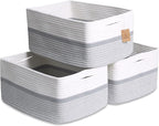 NaturalCozy Storage Baskets 16.8”x13”x7.6” Cotton Rope Woven Baskets by NaturalCozy