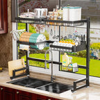 3-Tier Over Sink Dish Draining Rack, Adjustable Width and Height, - Image 8