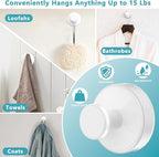 Suction Cup Hooks for Shower, Removable No Drill Towel Hooks, Upgraded 15 lbs - Image 2