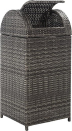 SAFAVIEH Outdoor Collection Mazeli Grey Brown Woven Swing Top Dome Lid Trash - Image 8