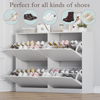 Shoe Cabinet with 4 Flip Drawers, Narrow Hidden Shoe Storage Cabinet, Slim - Image 4