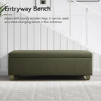 51" Faux Leather Storage Ottoman, Stitch Tufted Rectangle Upholstered End of - Image 6