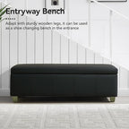 51" Faux Leather Storage Ottoman, Stitch Tufted Rectangle Upholstered End of - Image 6