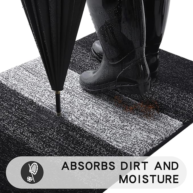 Kitinjoy Indoor Outdoor Door Mat, 47x20 Non-Slip Absorbent Dirt Trapper - Image 2