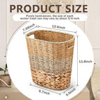 2 Pcs Wicker Trash Can with 50 Small Trash Bag Wicker Waste Woven Basket with - Image 2