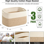 Large Storage Baskets for Organizing Shelves, Woven Cotton Rope Bins for Baby - Image 3