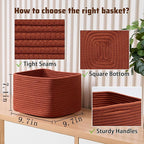 Small Organizing Baskets for Cubes Shelf, 9.7x9.7x7.1 Inch Rope Woven Storage - Image 2