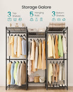 SONGMICS Heavy-Duty Clothes Rack, Garment Rack, Portable Closet, 56.9-Inch Wide - Image 3