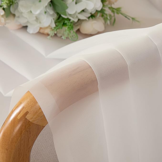Chyhomenyc Sheer Ivory Curtains 90 inches Long 2 Panels, Light Filtering Soft - Image 4
