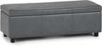 SIMPLIHOME Avalon 48 inch Wide Contemporary Rectangle Storage Ottoman Bench in by SimpliHome