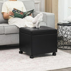 Adeco 17.7" Leather Ottoman - Image 2