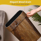 Wood Grain Plastic Trash Can Bedroom, Square 2-Pack, 3.7 Gal Farmhouse - Image 4