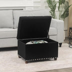 Joveco Storage Ottoman Bench, Rectangle 24″ Linen Foot Rest Stool Square - Image 2
