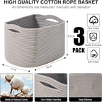 Storage Baskets for Organizing Shelves, Woven Cotton Rope Bins for Baby Nursery - Image 3